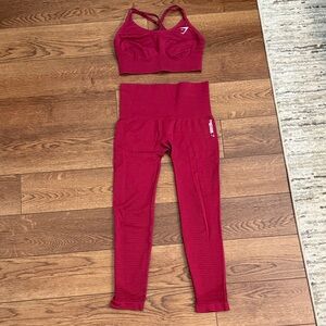 Gymshark Red Sports Bra and Leggings Set